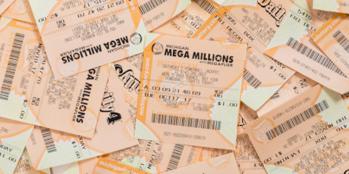 A pile of Mega Millions tickets