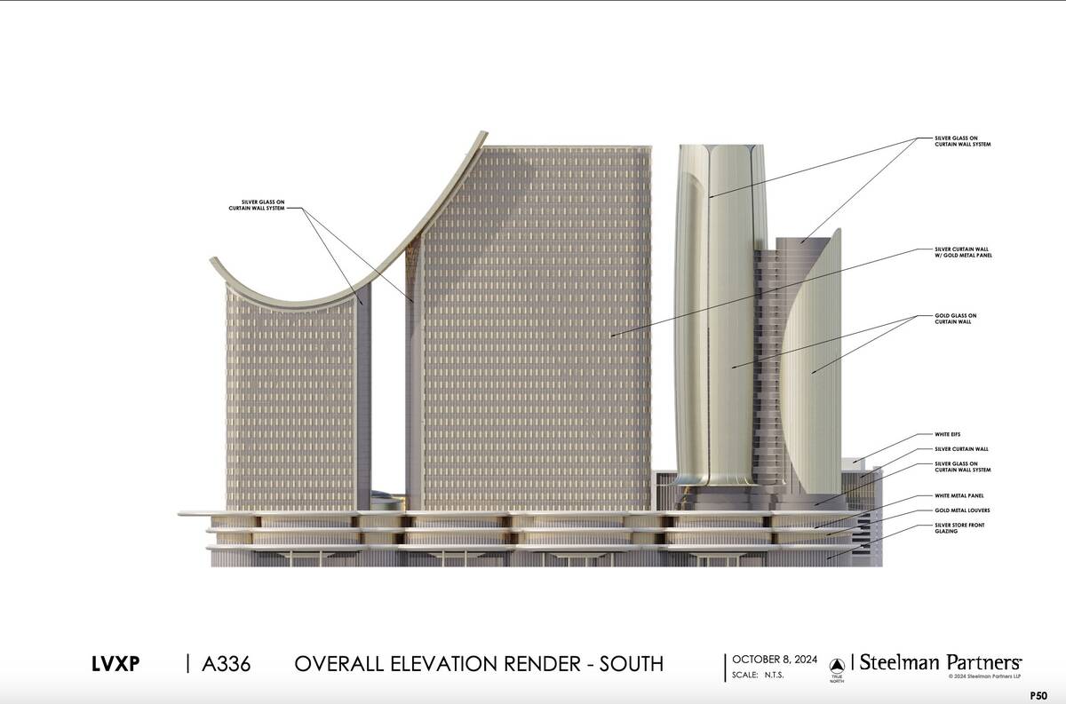 A rendering of the south-facing side of the LVXP resort planned on Las Vegas Boulevard, between ...