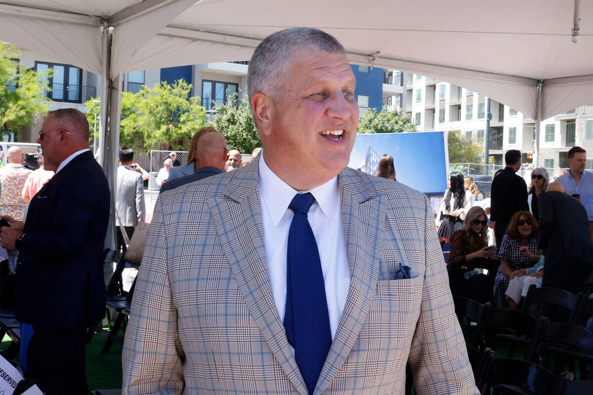 Circa owner Derek Stevens speaks during an interview with the Las Vegas Review-Journal after a ...